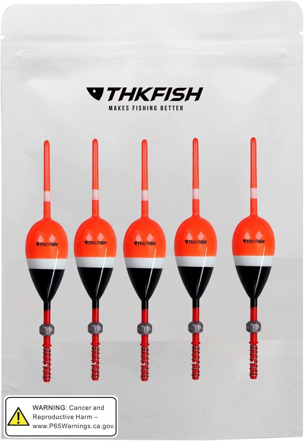 THKFISH Fishing Floats and Bobbers Balsa Wood Floats Spring Bobbers with  Oval Slip Bobbers for Crappie Panfish Walleyes Fixed Bobber (1X0.7X6)  (1.25X0.75X6) (2X1.14X5.86) 5pcs C-2in X 1.14in X 5.86in - 5pcs