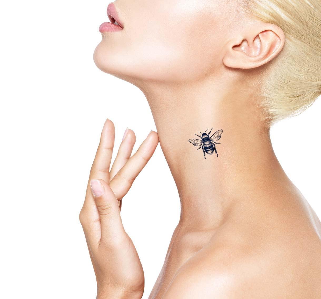 Engraved Honey Bee Juice Ink Temporary Tattoo Lasting 1-2 Weeks