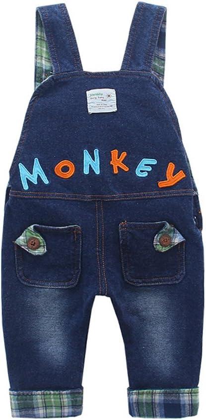 KIDSCOOL SPACE Denim overalls voor meisjes, kleine gescheurde, slanke jean- tuinbroek met grote bib, blauw,4-5 jaar