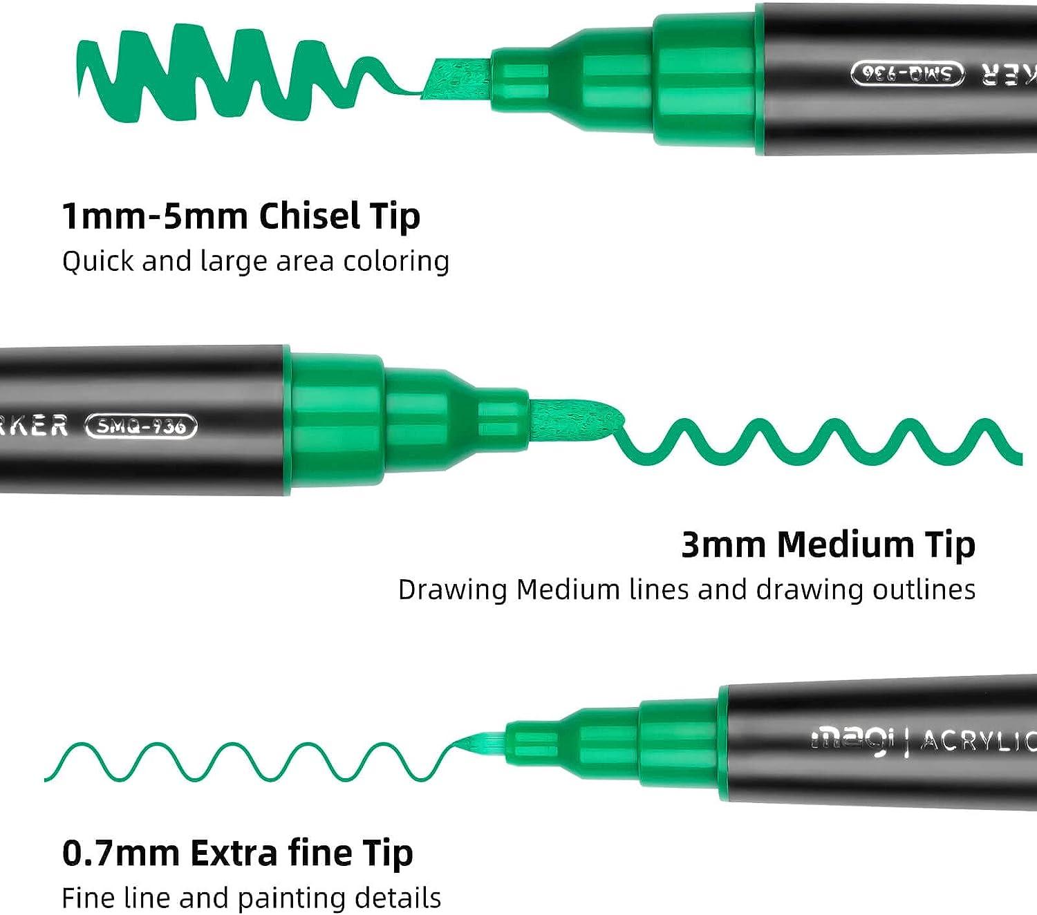 5 Acrylic Paint Pen - Fine Tip, Thin Point & Jumbo Pens (1Mm, 3Mm