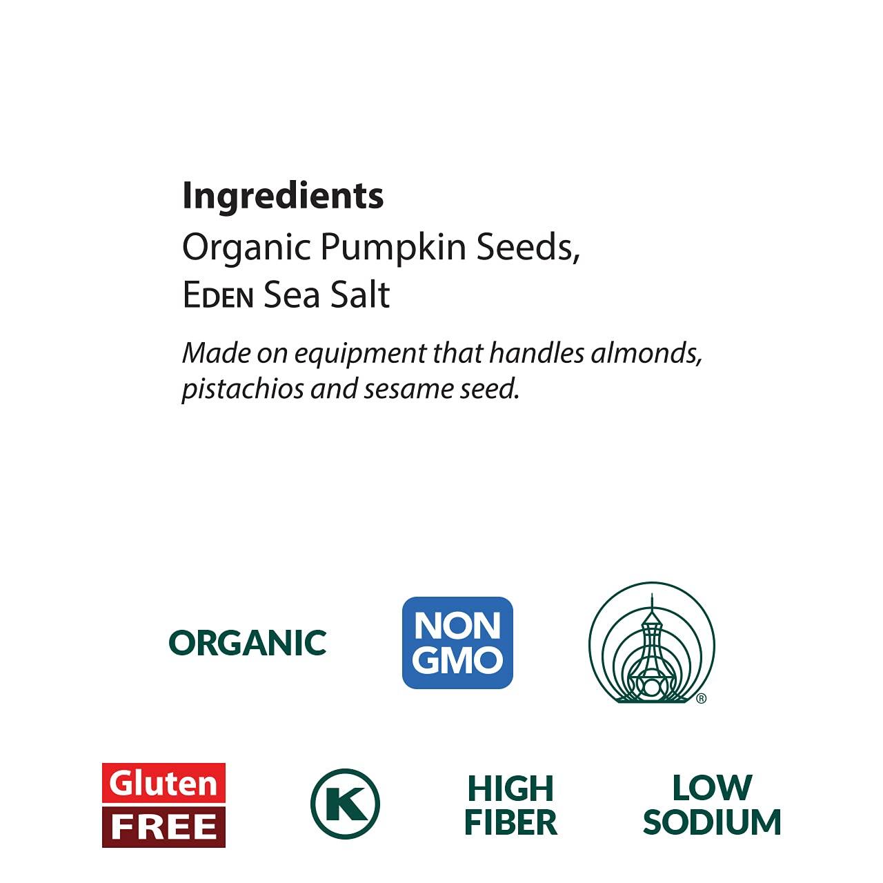 Eden Organic Pumpkin Seeds, Dry Roasted and Lightly Salted, 4 oz (6