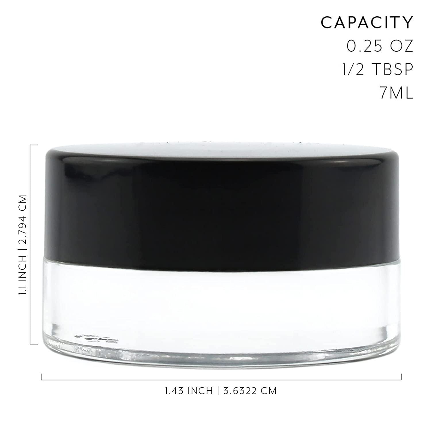 7ml Glass Lip Balm Jars (24Pack) Clear Containers with Black Metal Lids