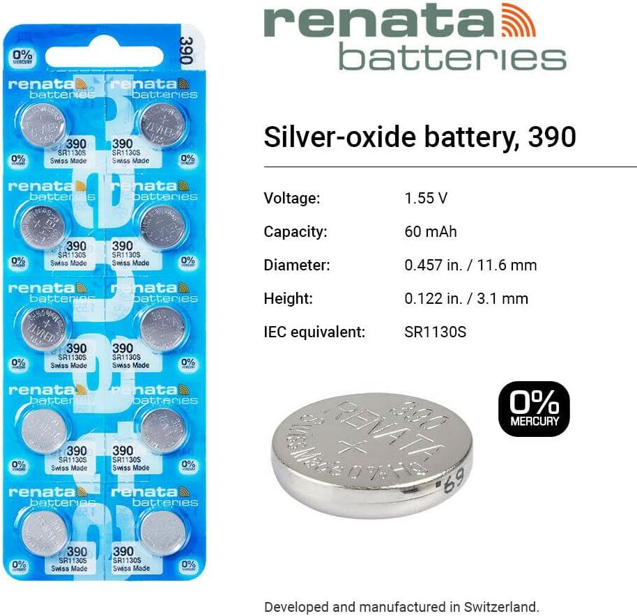 Renata 390 SR1130SW Silver Oxide Watch Batteries Count