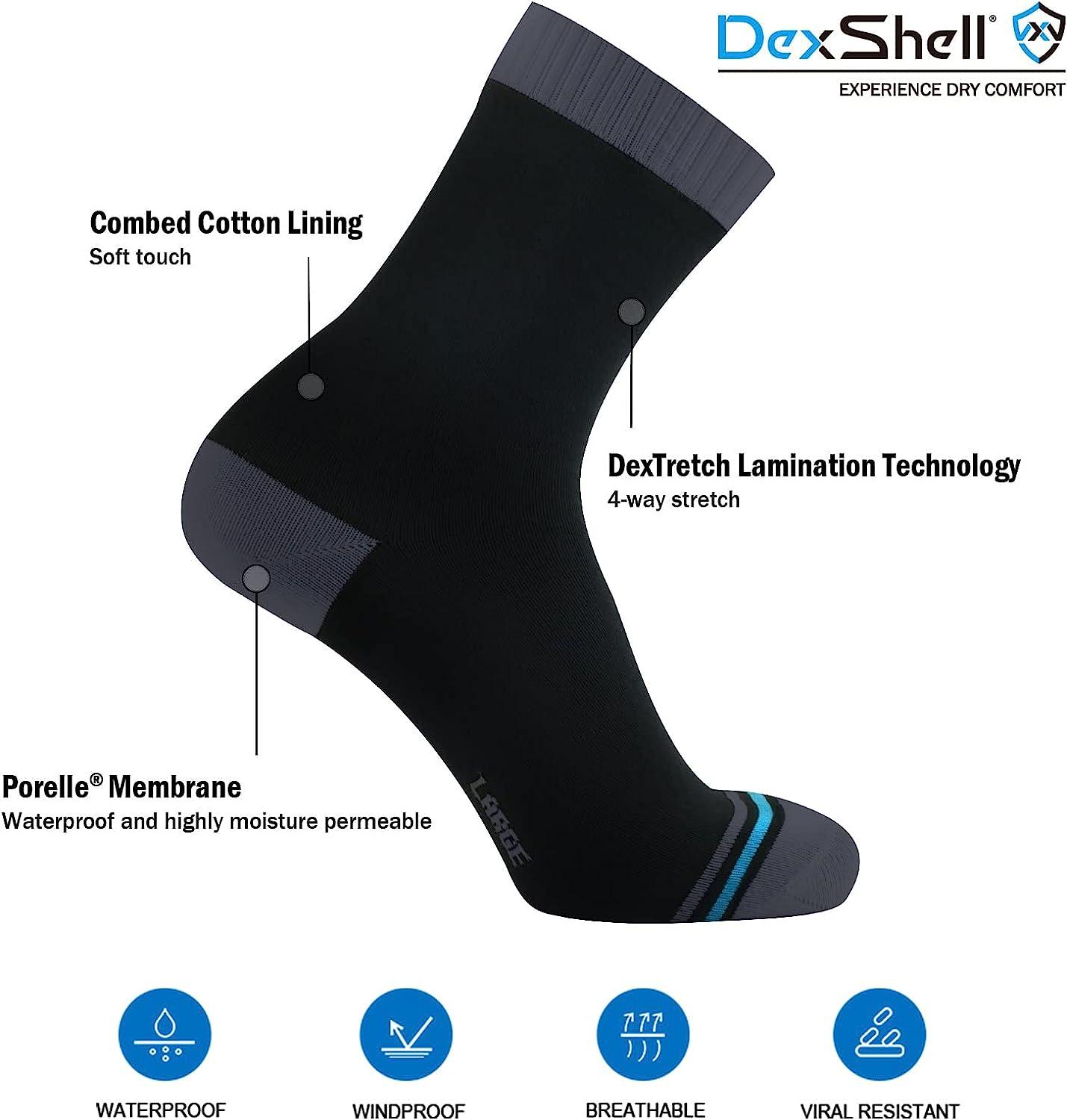 DexShell Essential Waterproof Combed Cotton Inner 3-Layer Laminated  Breathable Socks Ultralite for Men and Women Medium Jet Black Grey