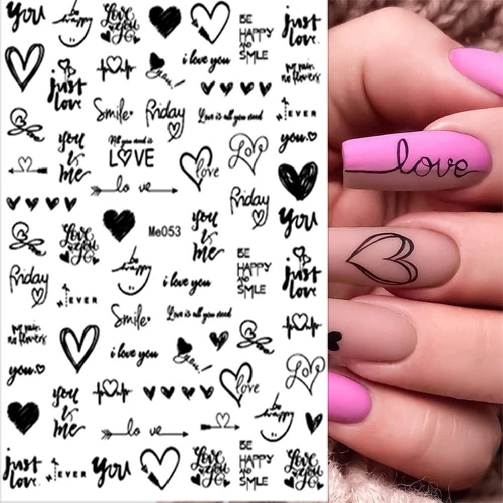 Cheap Manicure Red Pink Cupid Valentine Love Heart Letters Nail Art  Stickers 3D Decals | Joom