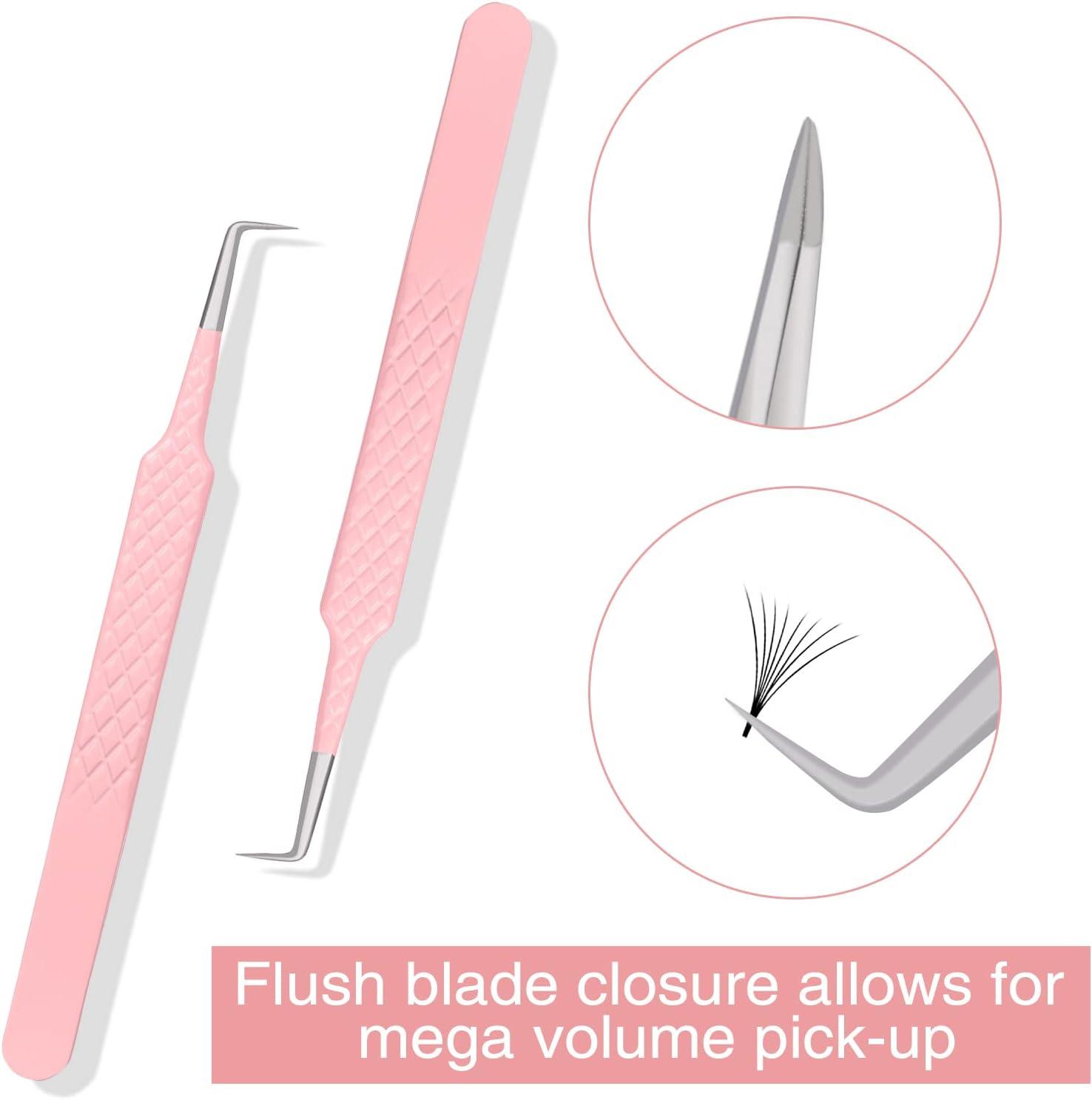 Fiber Tip Lash Tweezers for Eyelash Extensions Professional 90 Degree