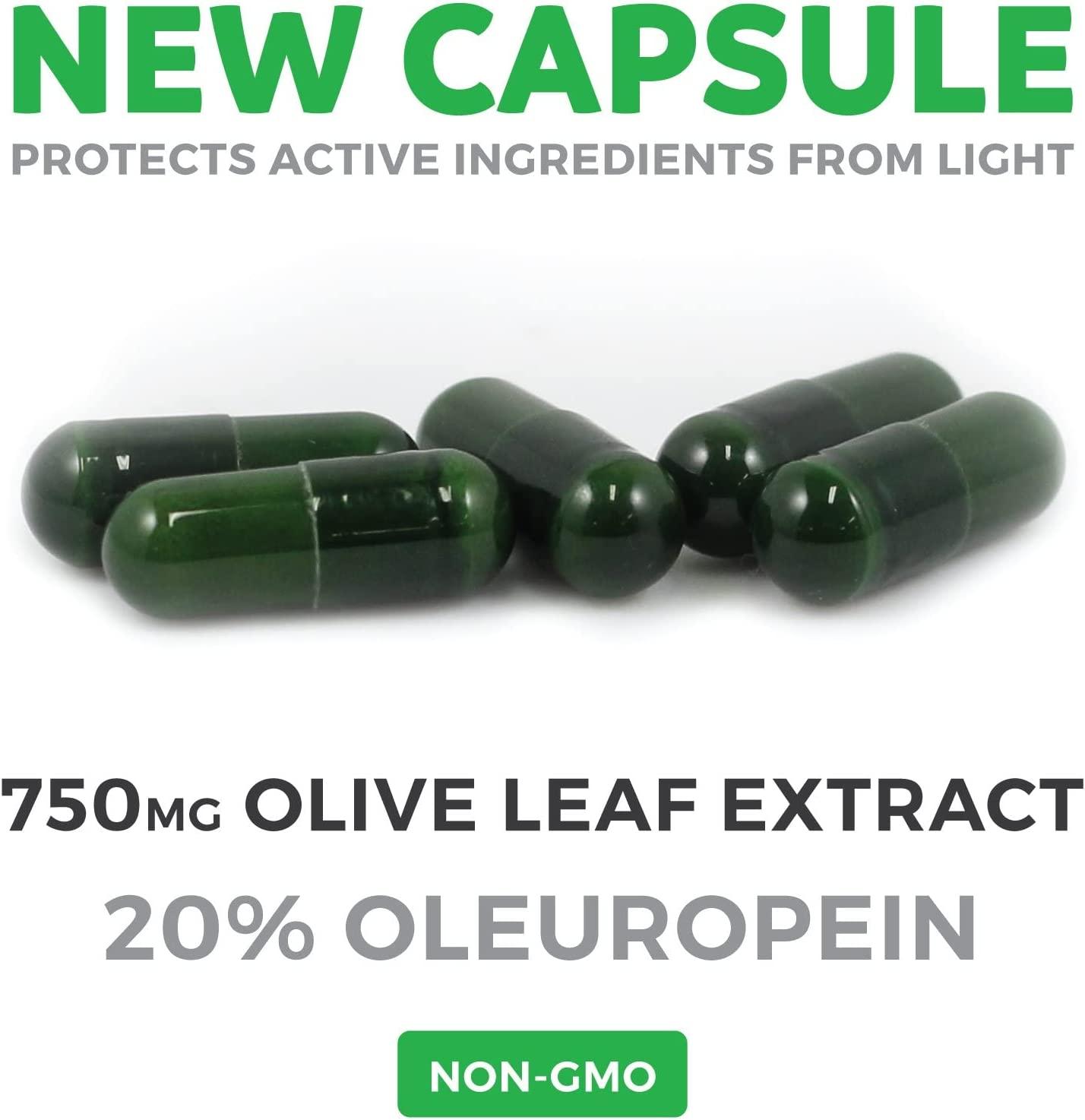 Olive Leaf Extract (NonGMO) Super Strength 20 Oleuropein 750mg