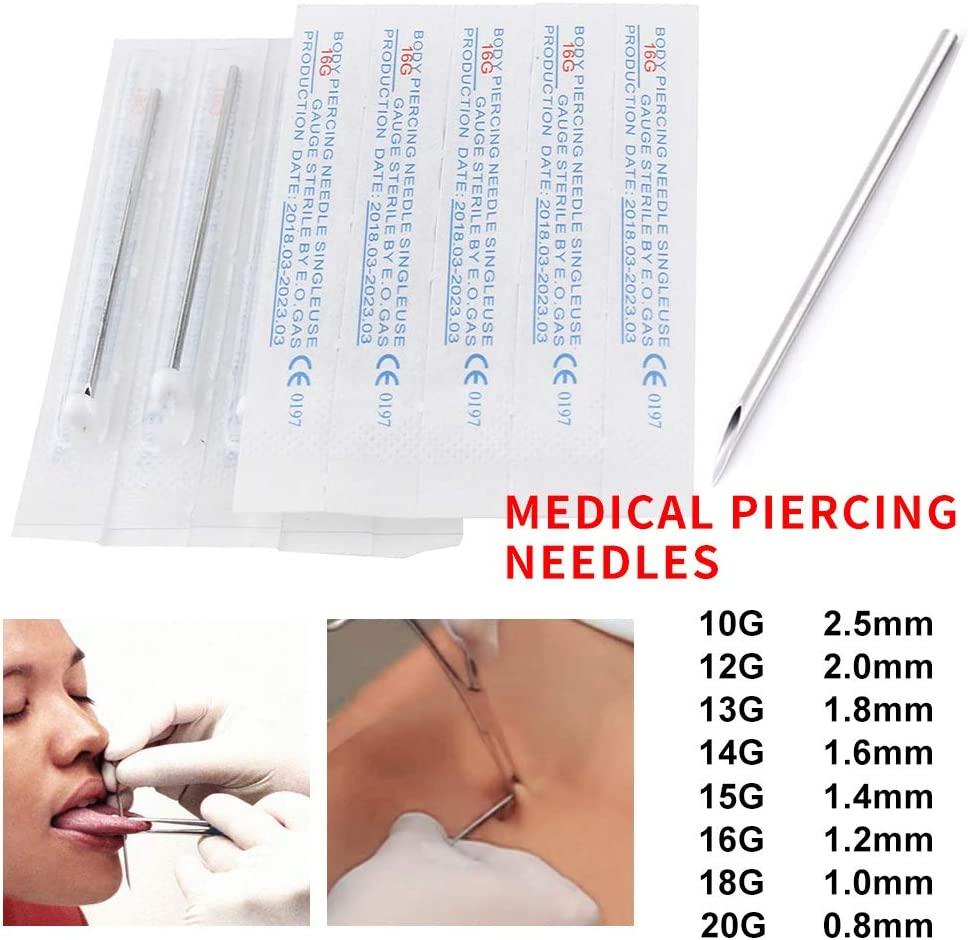 Shuiniba 20G 10 Pieces Body Ear Navel Nose Lip Nipple Piercing Needles