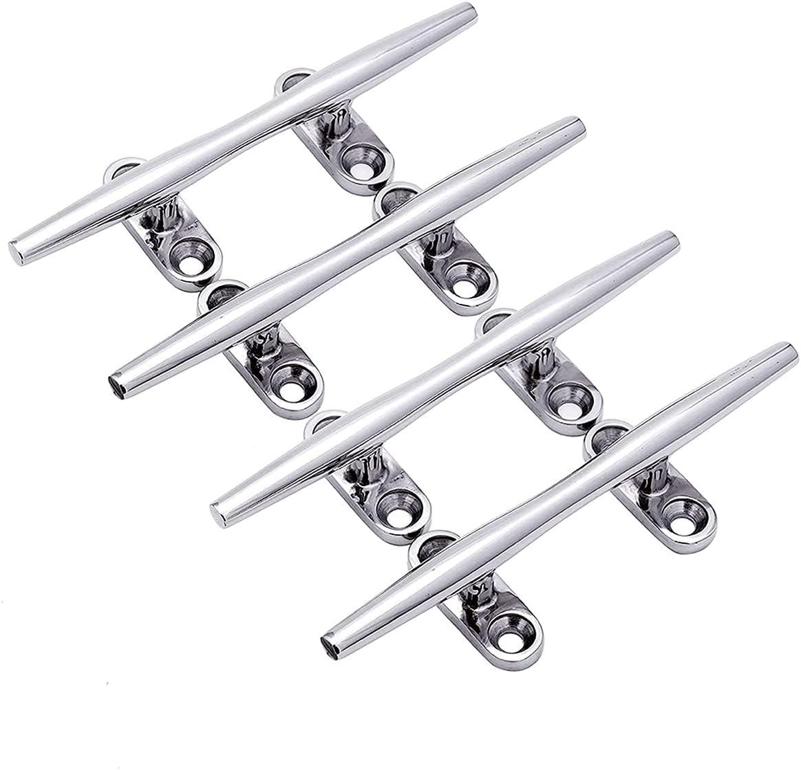 4 Pack 4 Inch Stainless Steel Boat Dock Cleats with Installation Screws