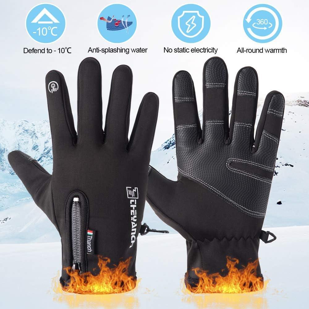 GORELOX Winter Warm Gloves,Touchscreen Cold Weather Driving Gloves Windproof  Anti-Slip Sports Gloves for Cycling Running Skiing Hiking Climbing,Men &  Women black Medium