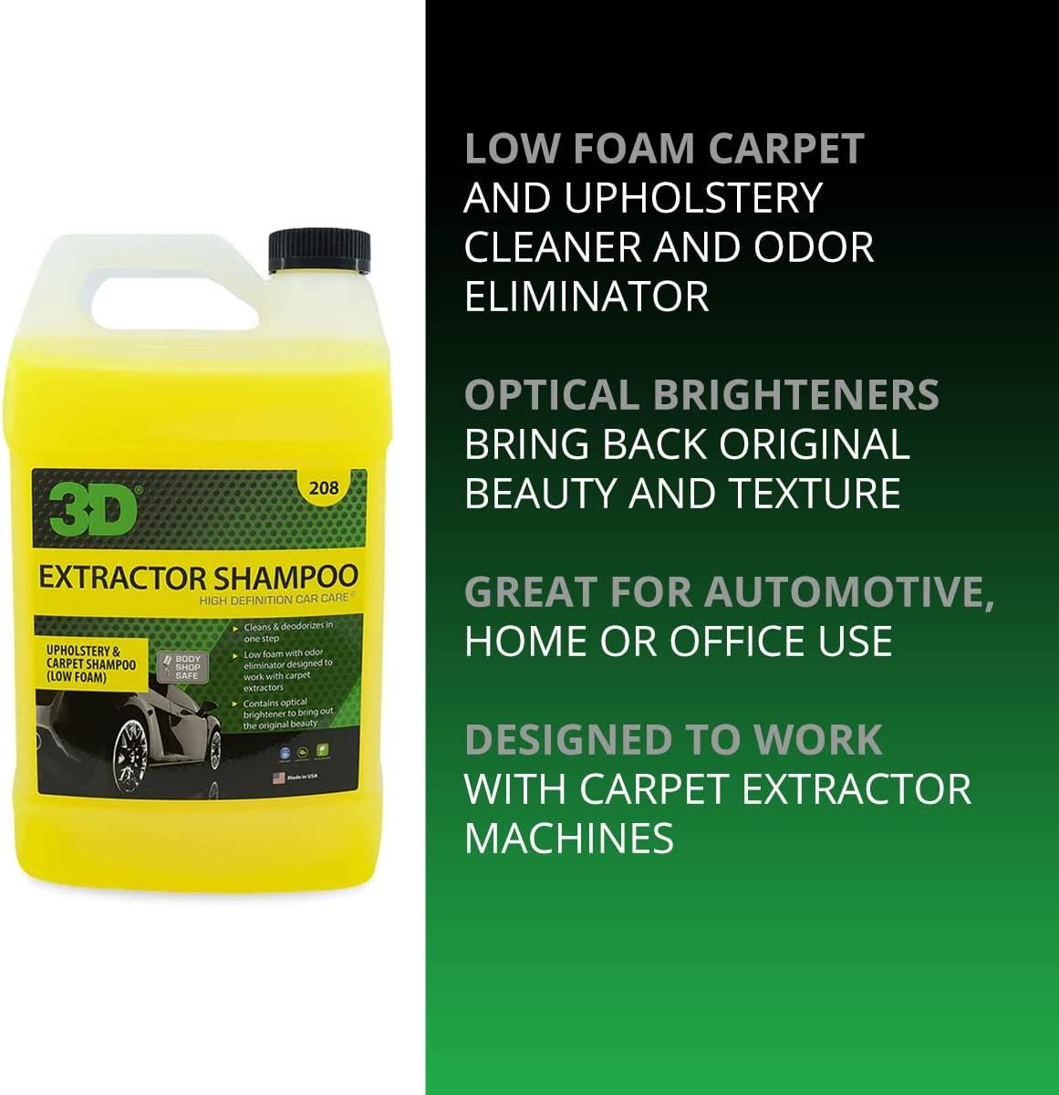 3D Extractor Carpet Cleaner Shampoo 1 Gallon Upholstery Cleaner, Stain Remover, Odor