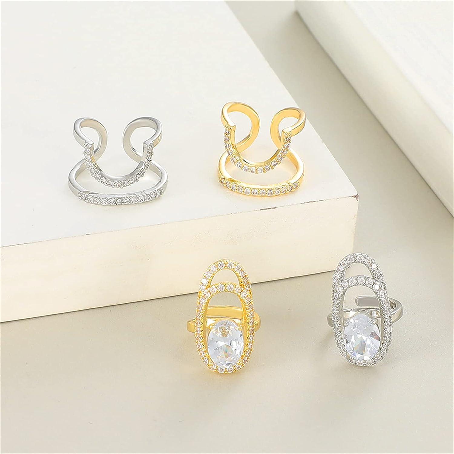 Harry and Henry Rhinestone Stackable Rings Set - Adjustable Gold Finger ...
