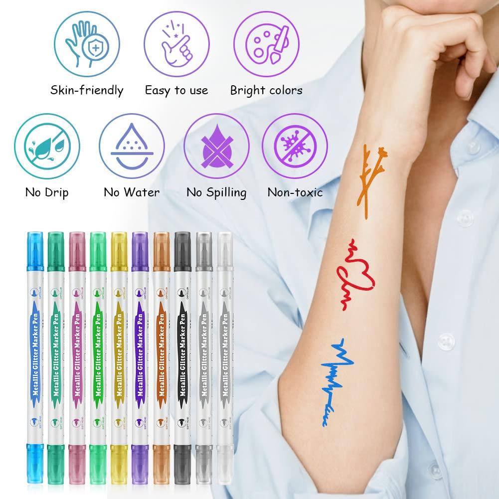 10 Colors Temporary Tattoo Marker Double End 20ml Liquid Body Markers Tattoo  Gfl