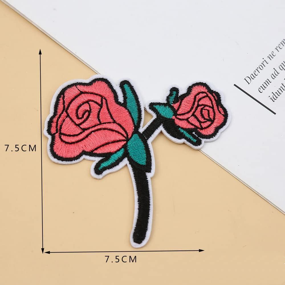 MISDONR 25pcs Rose Flowers Butterfly Embroidered Patches Iron On Patches  Applique for Clothes Jackets Jeans Pants Backpacks