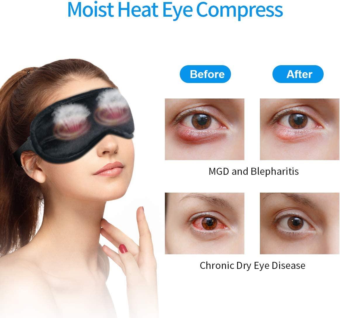 Heated Eye Mask Moist Heat Eye Compress (2Pack) Microwaveable with Flaxseed Cassia Seed