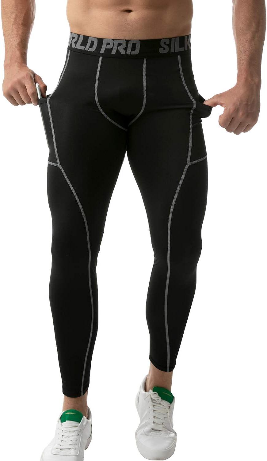 Compression Pants Men SILKWORLD Men's Compression Pants Gym