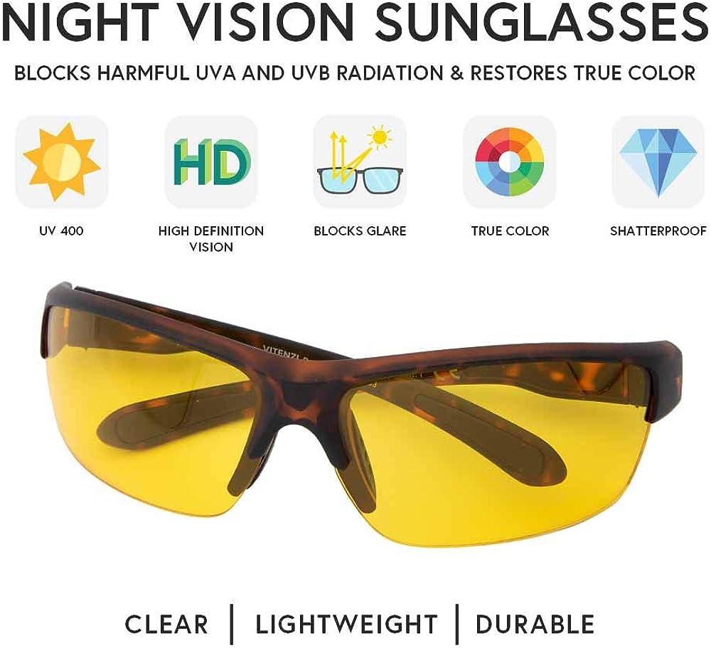 VITENZI Night Vision Glasses for Men and Women Anti Glare Safety