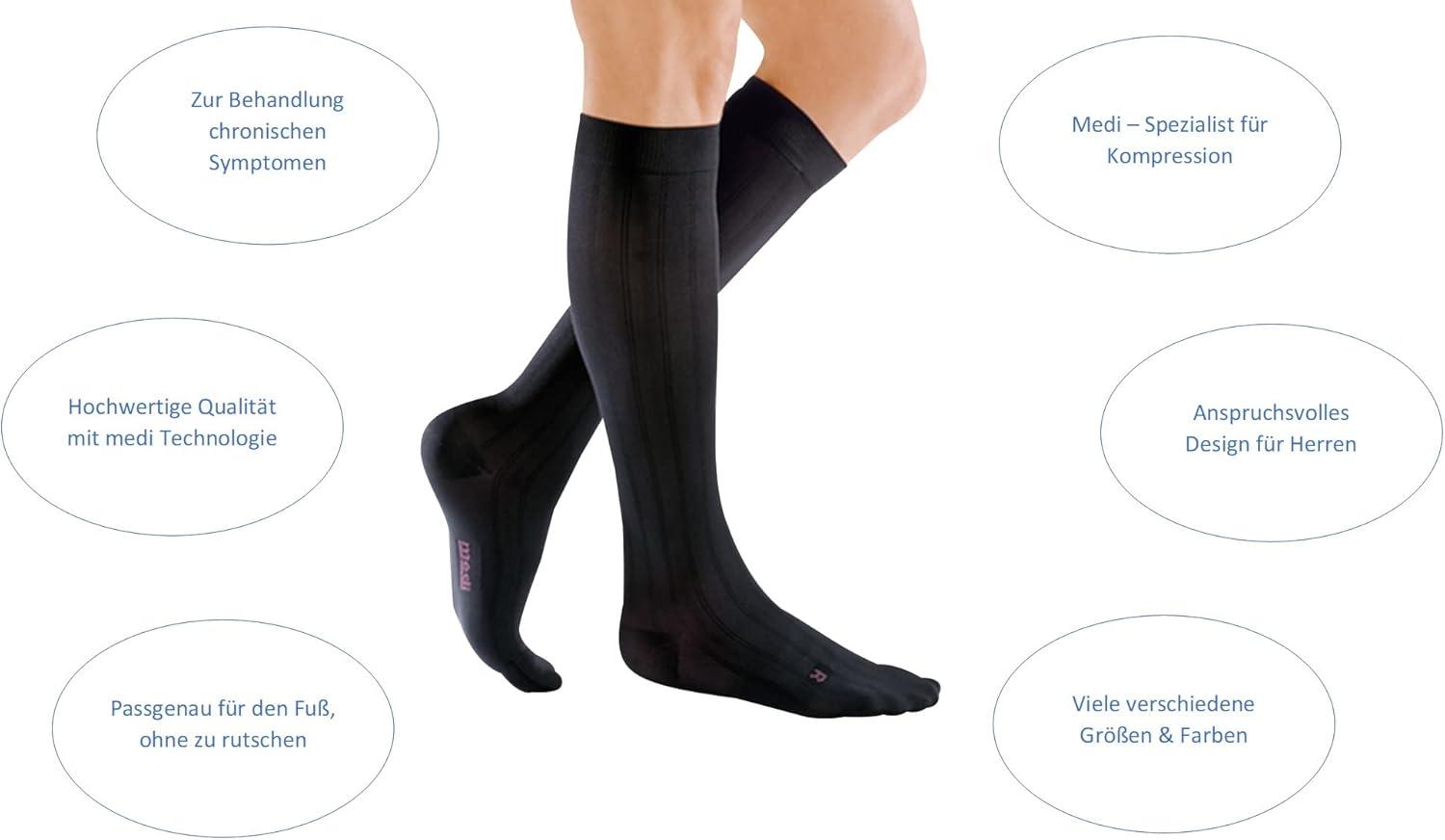 Medi Mediven Kompressionsstrümpfe Für Männer - Perfekt Für Business & Alltag | CCL2 | Kurze Variante