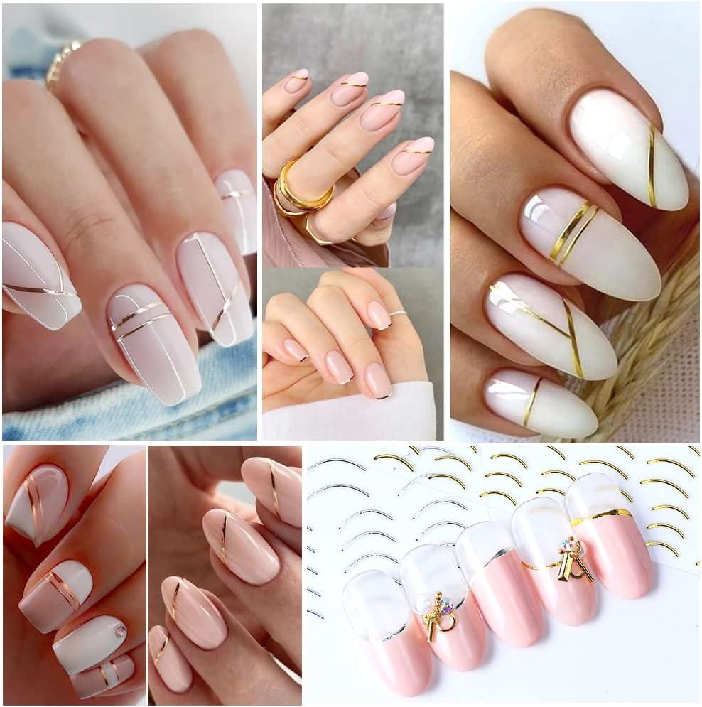 White Geometric Stripes for Bold Nail Style