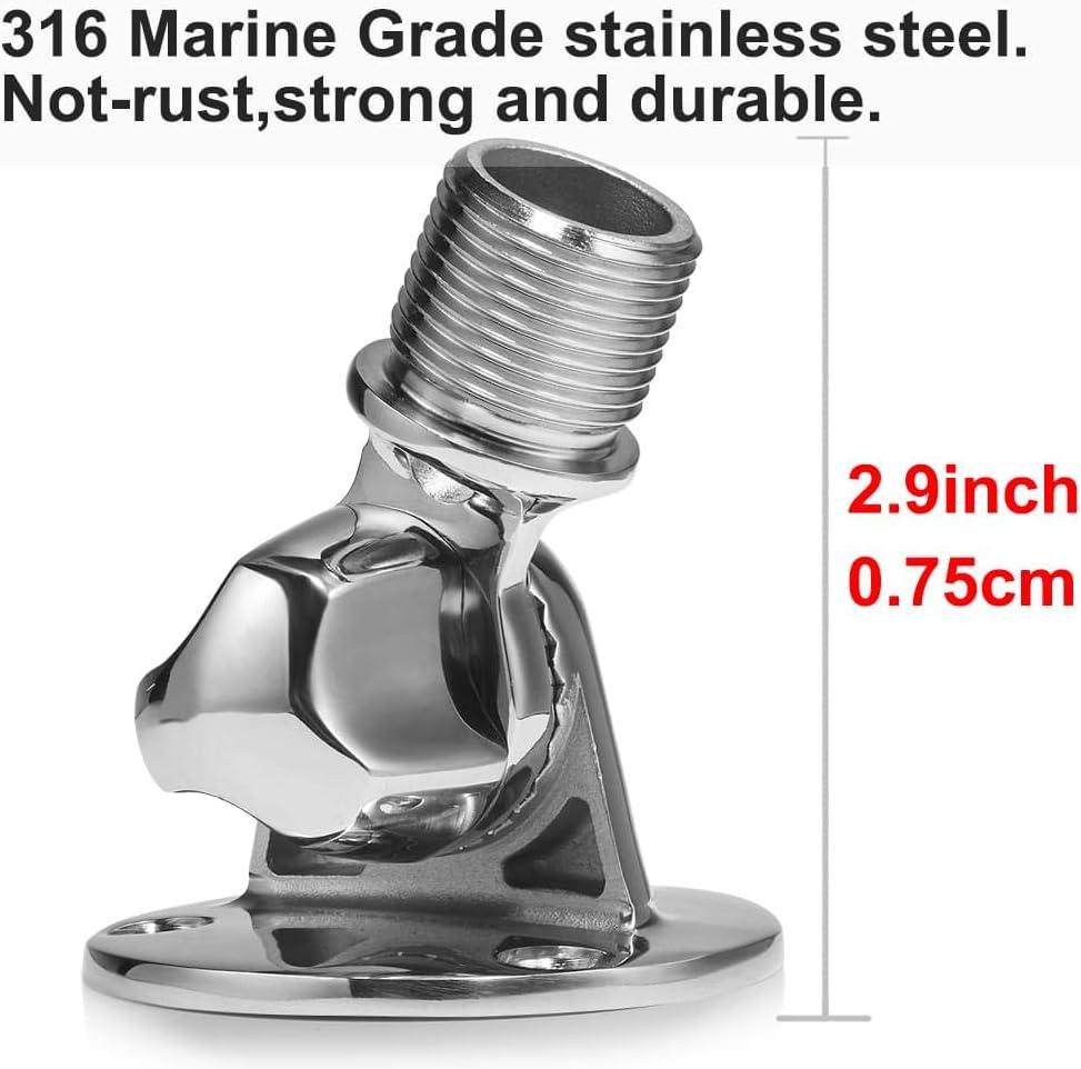 ZOMCHAIN Ratchet Rail Mount Marine VHF Antenna Mounts 316 Stainless Steel Adjustable Base