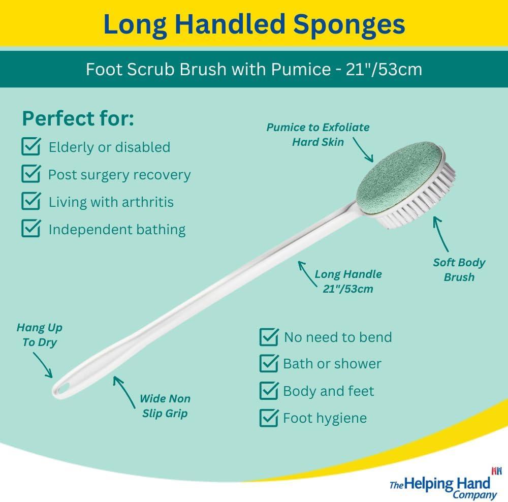 Helping Hand Long Foot Scrub Brush and Pumice : long foot scrub brush