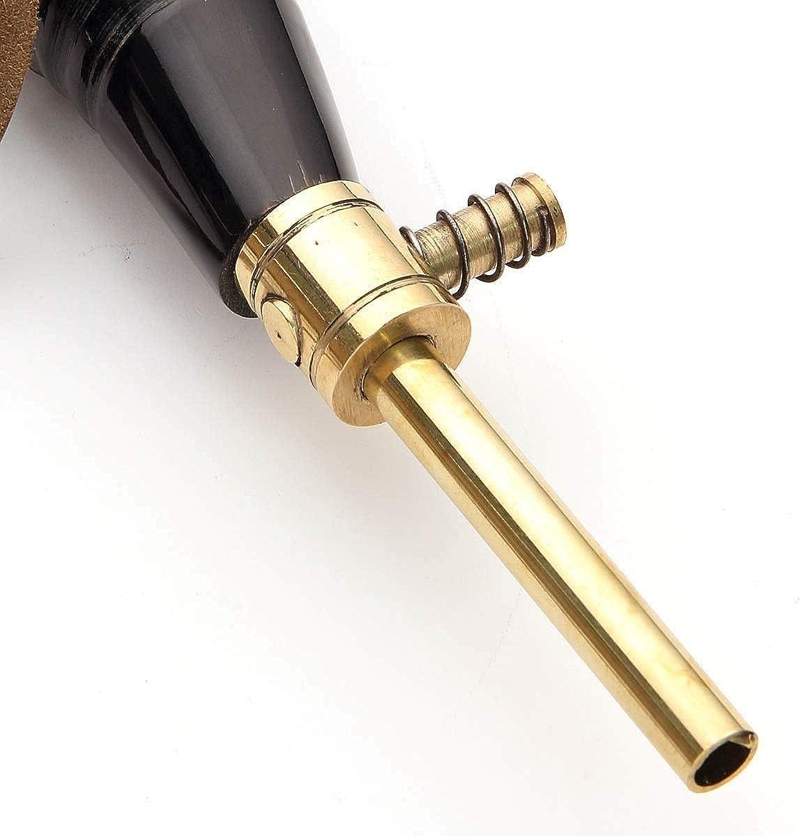 Windlass Gun Powder Horn with Spring Loaded Brass Dispenser, Hand Carved  Cap, Leather Strap, Black Powder Holder