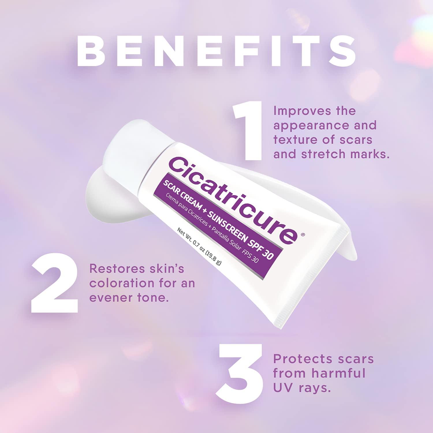 Cicatricure Scar Cream & SPF 30 Sunscreen, Daily Skin Lotion to Help