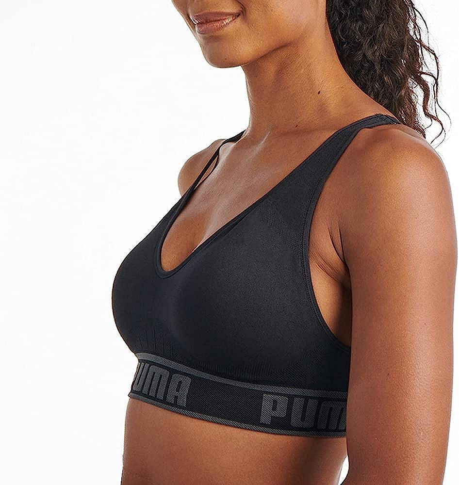 PUMA Women's Seamless Sports Bra Large Black/Grey