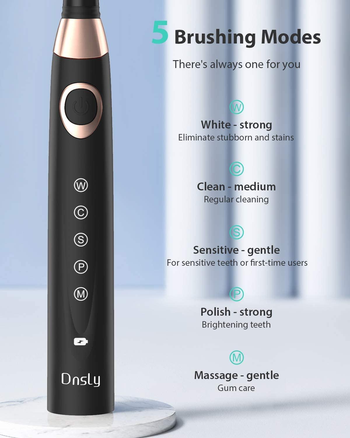 Dnsly Electric Toothbrush for Adults , Ultrasonic Rechargeable Sonic