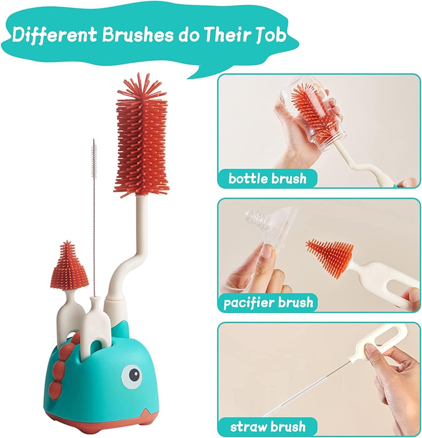 Silicone Bottle Cleaning Brush, with Three-stage Design，for Bottles and  Sippy Cups (3-Pack)