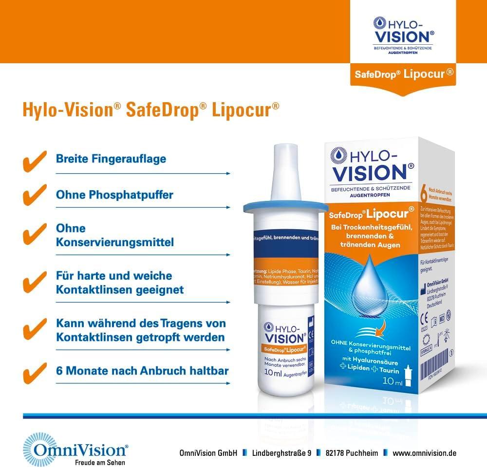 Hylo-Vision Safedrop Eye Drops - 3-Fold Protection for Dryness ...