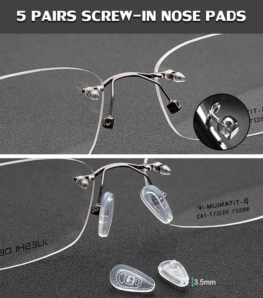 Glasses Nose Pad Replacement Kit, YSSAIL Eyeglass Repair Kit with 5 Pairs  of Nose Pads, Screws