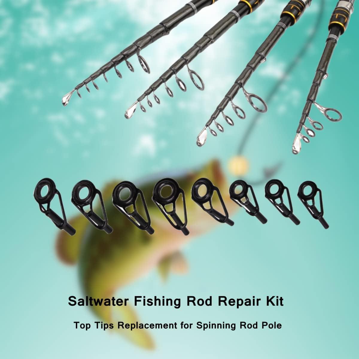 Fishing Rod Repair Kit - 8pcs Rod Tip Repair Kit Rod Top Tips Replacement  Stainless Steel Fishing Rod Tip Repair Kit Ceramic Rings