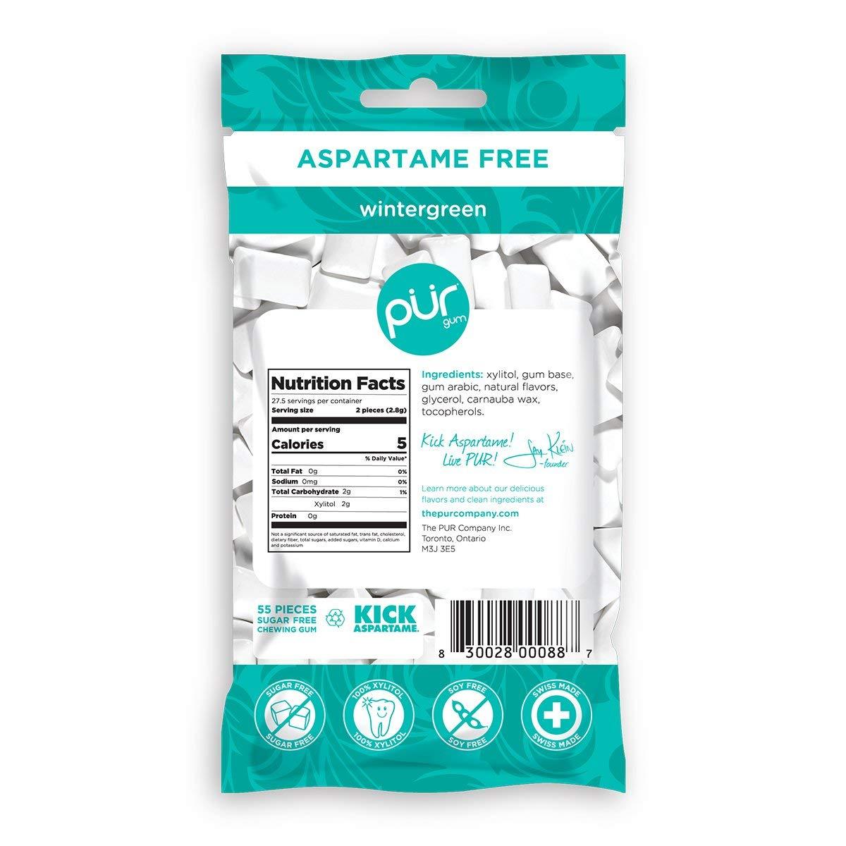 PUR Gum Sugar Free Chewing Gum with Xylitol, Aspartame Free + Gluten