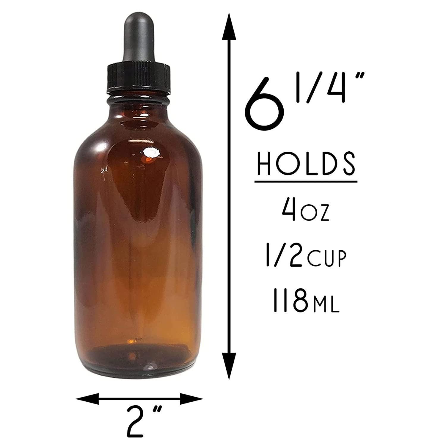 15 Pack of 4oz Amber Glass Bottles with Dropper Dispenser and 6 Funnels for  Essential Oils, Travel, Perfumes, Liquids, Hair and Body Oils (21 Total  Pieces, 120ml)