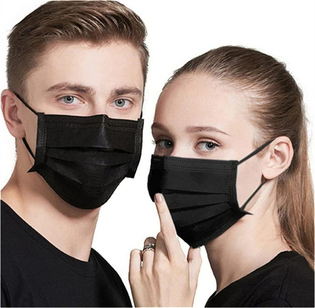 Black Face Mask 100pcs Disposable Masks Breathable 3 Layer Masks Mouth  Cover for Adult Men & Women Black 100 Pcs