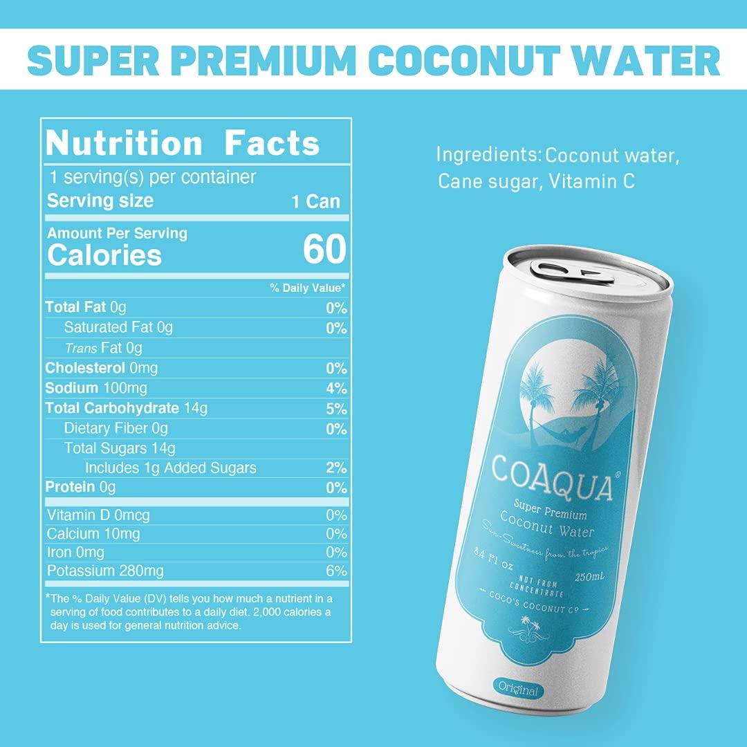 CoAqua Super Premium Coconut Water Naturally Sweet, No Fat, Low Sugar