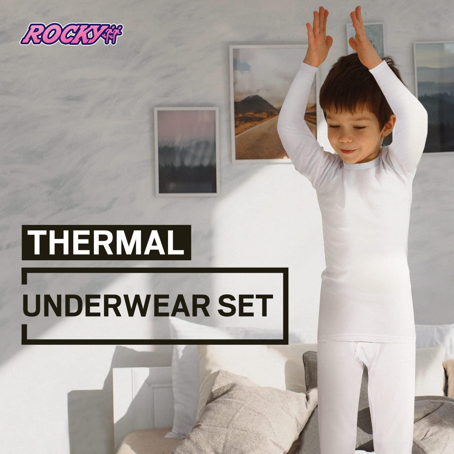 Rocky Thermal Underwear for Boys (Thermal Long Johns Set) Shirt & Pants, Base  Layer w/Leggings/Bottoms Ski/Extreme Cold Black Small