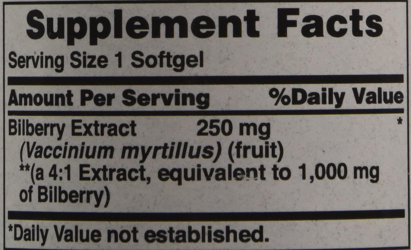 Puritan's Pride Bilberry 41 Extract 1000 mg90 Softgels