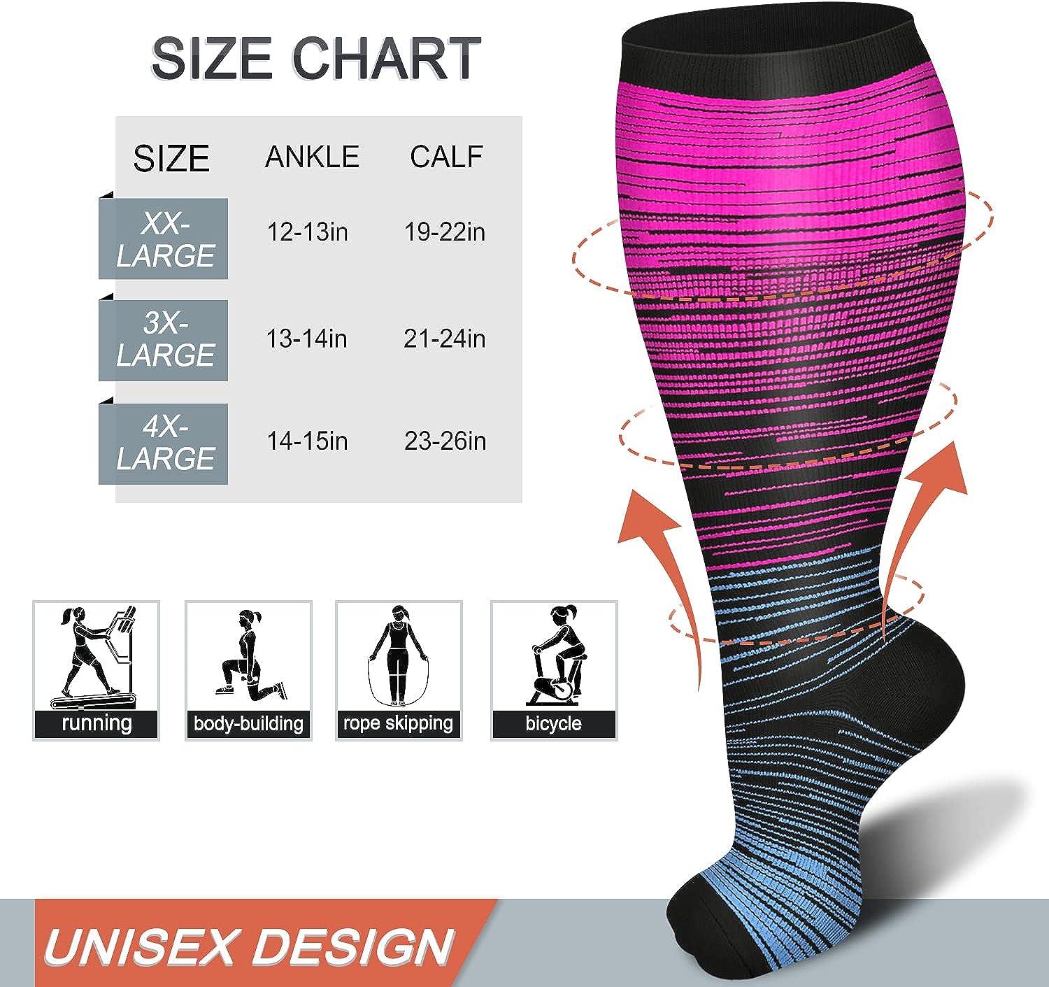 Diu Life 3 Pairs Plus Size Compression Socks for Women and Men