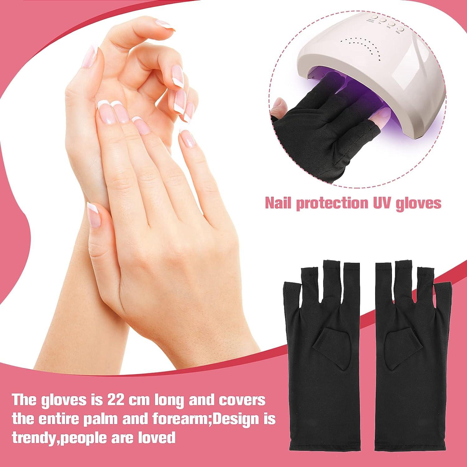 WLLHYF Anti UV Gloves Professional Gel Nail Gloves Fingerless Driving Gloves  Sun Protection Gloves for Home Outdoor 22cm-Black