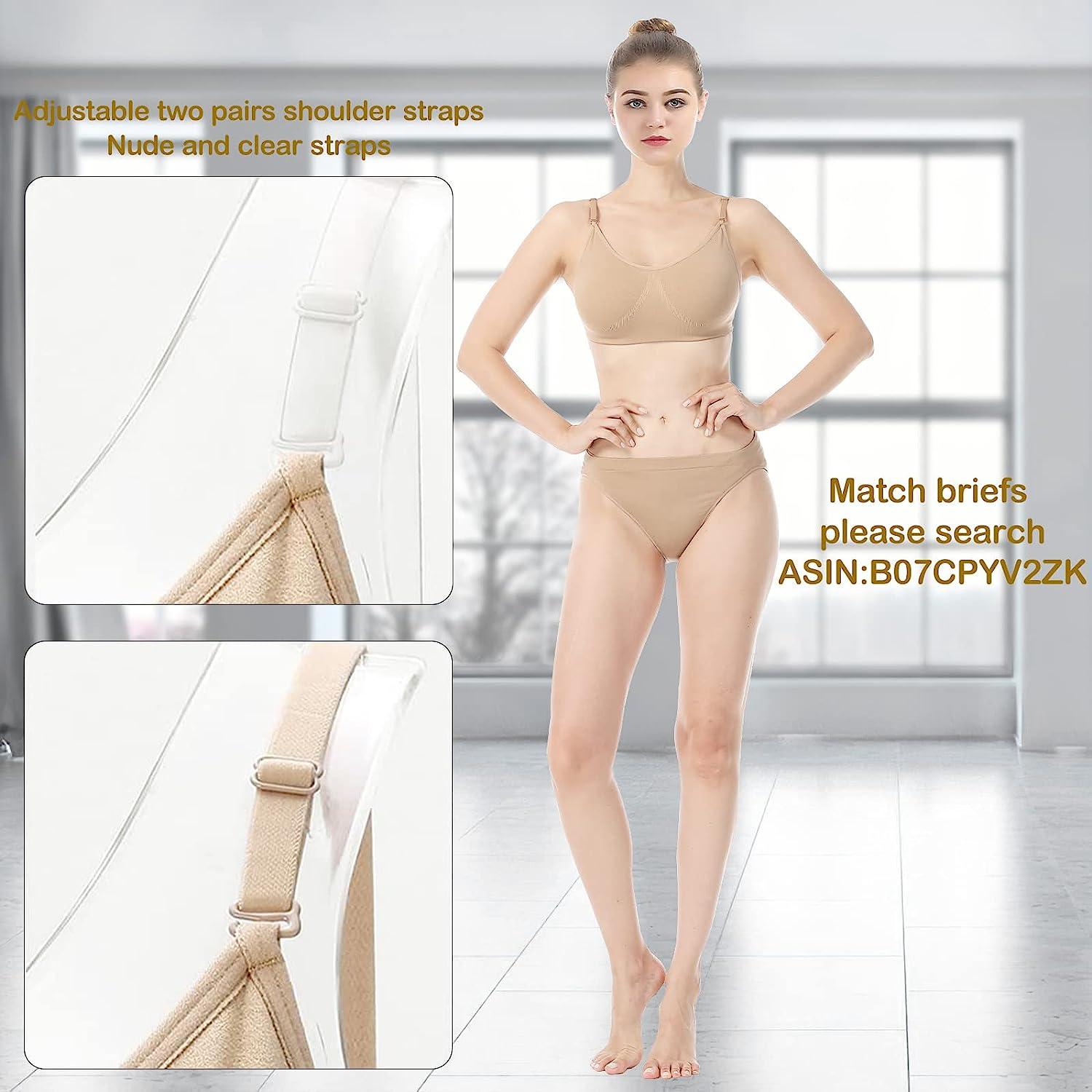 iMucci Professional Beige Clear Back Bra NO Sponge Backless Bra for Ballet  Dance Medium Beige