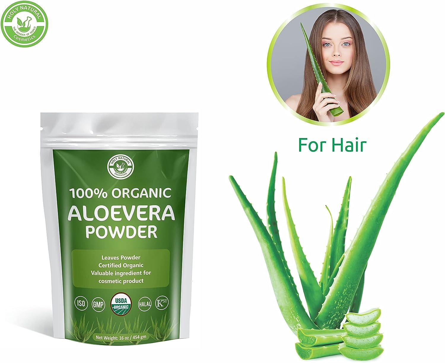 Holy Natural USDA Certified Organic Aloe Vera Leaf Powder - 16 Oz -  Resealable Zip Lock Pouch