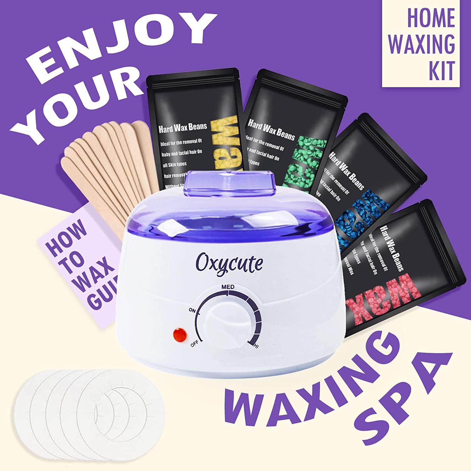 Waxing Kit for Women Men, Wax Warmer Hair Removal Kit with 4 Packs