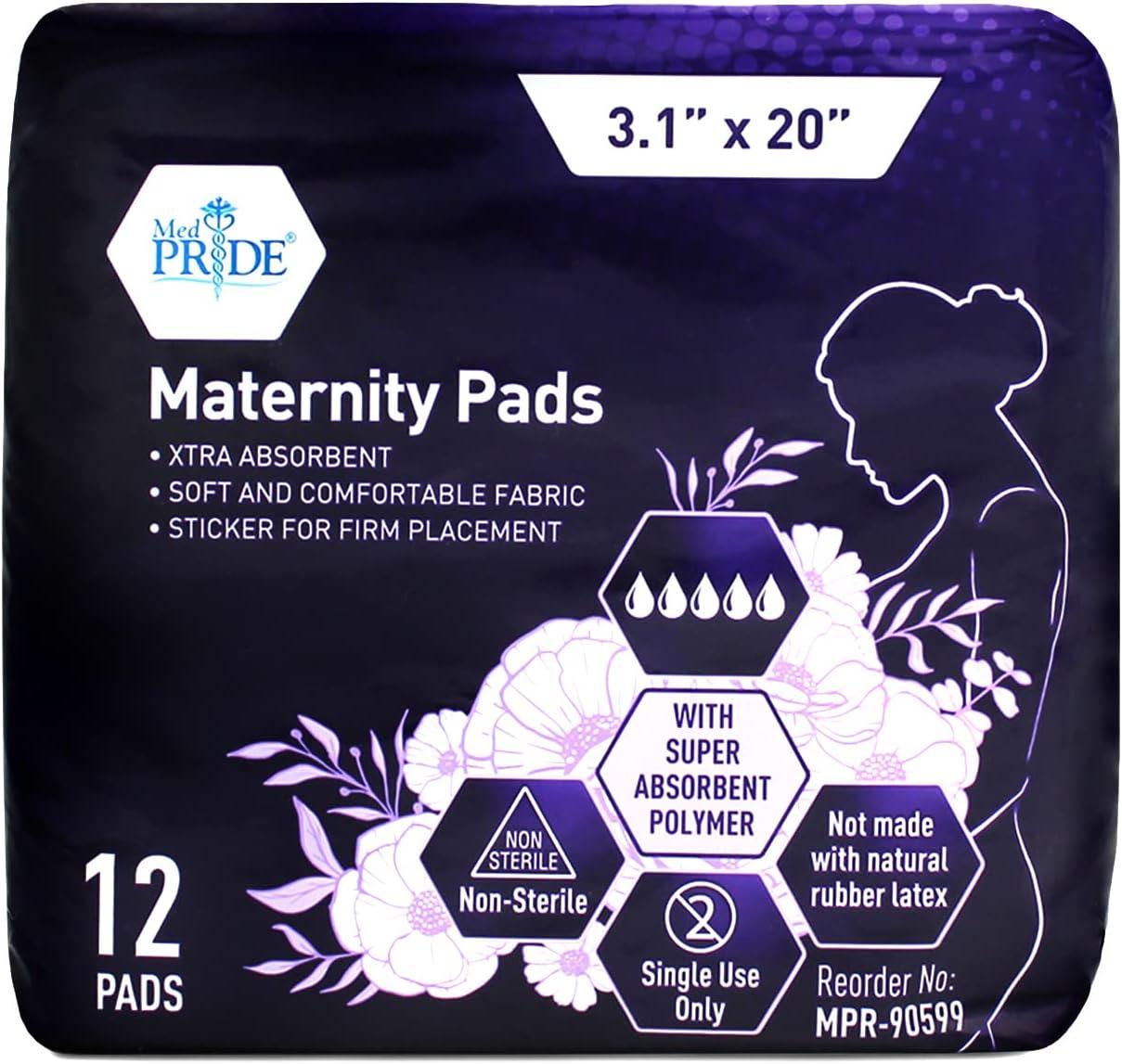 MED PRIDE Postpartum Maternity Pads 12 Pads - Extra-Absorbent