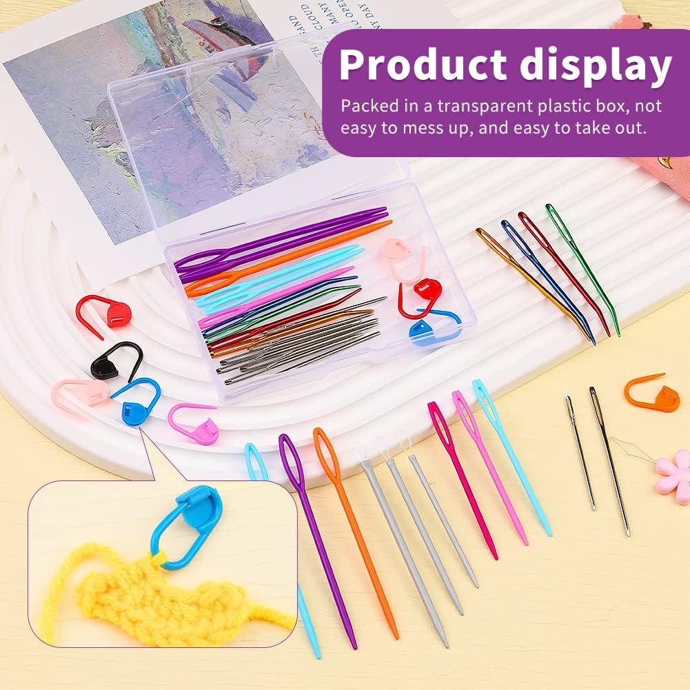 61pcs Yarn Needle Set, Bent Tapestry Needles for Crocheting, Plastic Sewing  Needles, Big Eye Blunt Needles with Colorful Knitting Stitch Markers and  Flat Head Straight Pins for Knitting Crochet Sewing - Yahoo