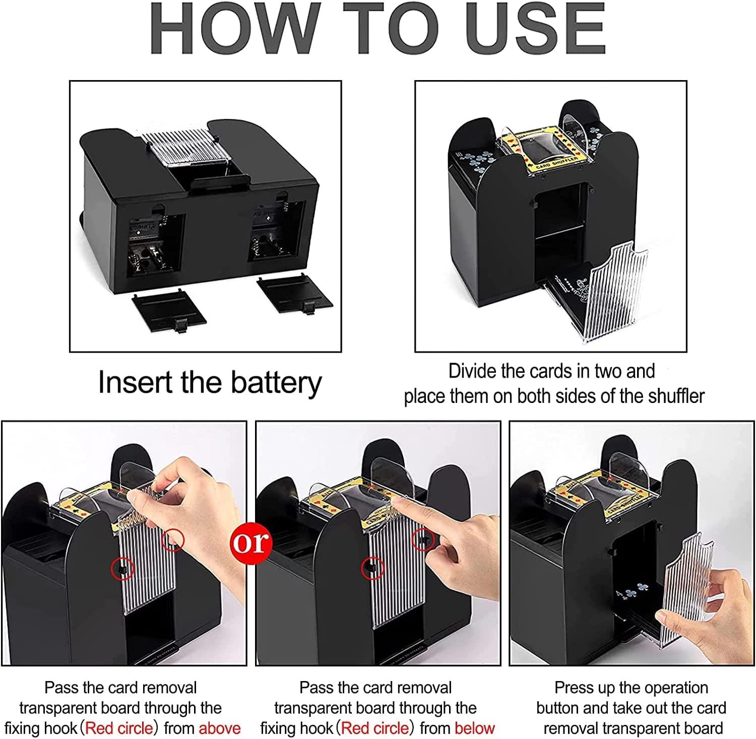Nileole 2/6 Decks Automatic Card Shuffler, Electric Shuffler for UNO