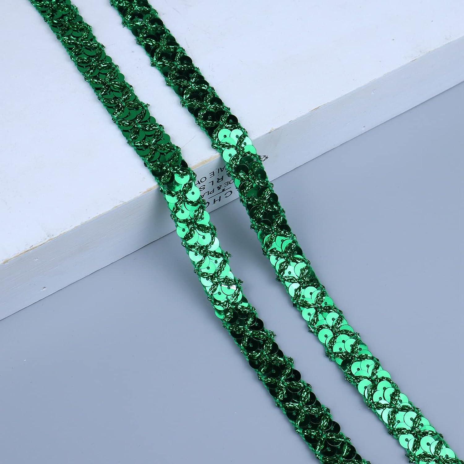 SEWDIYTR Metallic Glitter Braid Trim 10 Yards Green Sequin