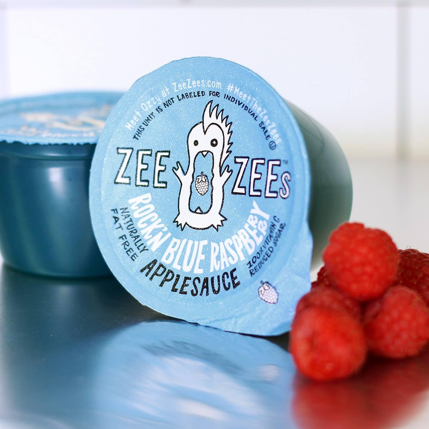 Zee Zees Rock'n Blue Raspberry Applesauce Cups, 4 oz Cups, 24 pack