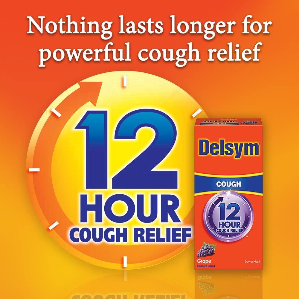 Delsym Adult 12 Hour Cough Relief Medicine, Powerful Cough Relief for 12 Good Hours, Cough